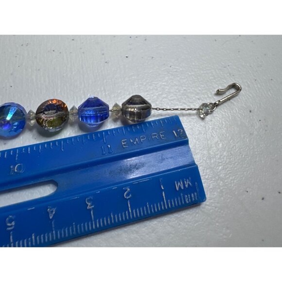 Faceted Blue Aurora Borealis and Clear Crystal Beaded Necklace Hobe Vintage - Picture 9 of 9